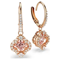 Una drop earrings, Clover, Pink, 18K rose gold finish