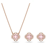 Una set, Mixed cuts, Clover, Pink, 18K rose gold finish