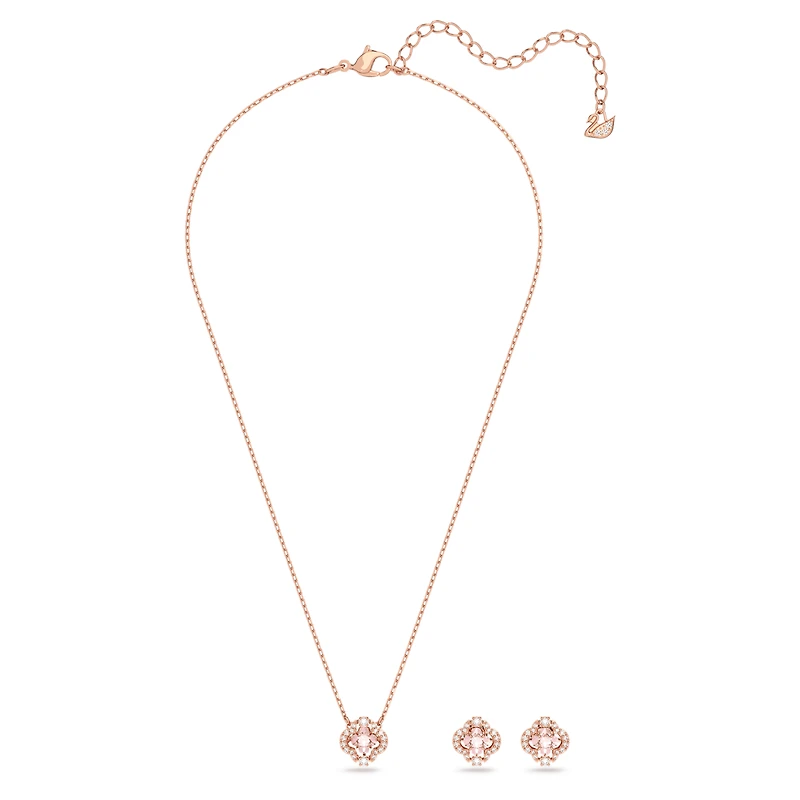 Una set, Mixed cuts, Clover, Pink, 18K rose gold finish