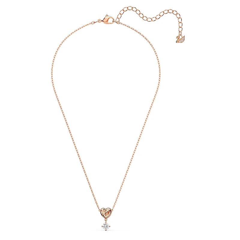 Lifelong Heart pendant, White, Rose gold-tone plated by SWAROVSKI