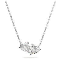 Mesmera necklace, Heart, White, Rhodium plated by SWAROVSKI