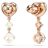 Lifelong Heart drop earrings, Heart, White, 18K rose gold finish