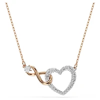 Hyperbola necklace, Infinity and heart, White, Mixed metal finish by SWAROVSKI