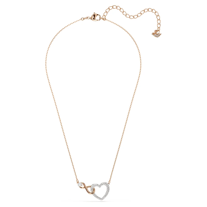 Hyperbola necklace, Infinity and heart, White, Mixed metal finish by SWAROVSKI