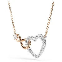 Hyperbola necklace, Infinity and heart, White, Mixed metal finish by SWAROVSKI