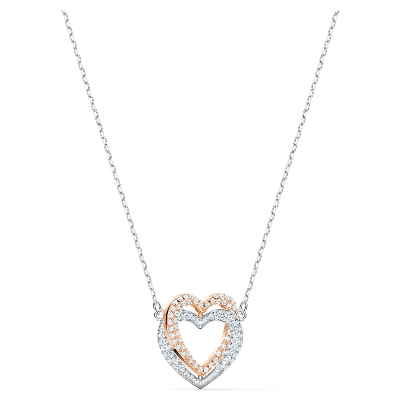 Hyperbola necklace, Heart, White, Mixed metal finish by SWAROVSKI