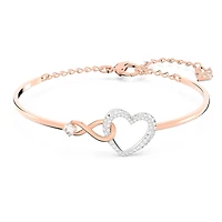 Hyperbola bangle, Infinity and heart, White, Mixed metal finish by SWAROVSKI