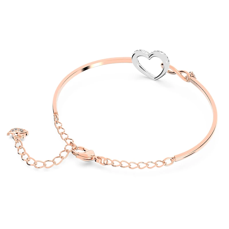 Hyperbola bangle, Infinity and heart, White, Mixed metal finish by SWAROVSKI