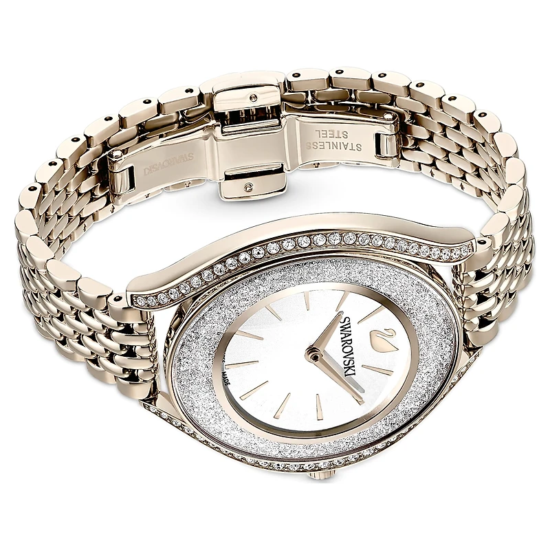 Crystalline aura watch, Swiss Made, Metal bracelet, Gold tone, Champagne gold-tone finish by SWAROVSKI