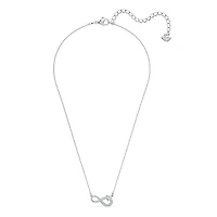 Hyperbola necklace, Infinity, White, Rhodium plated by SWAROVSKI