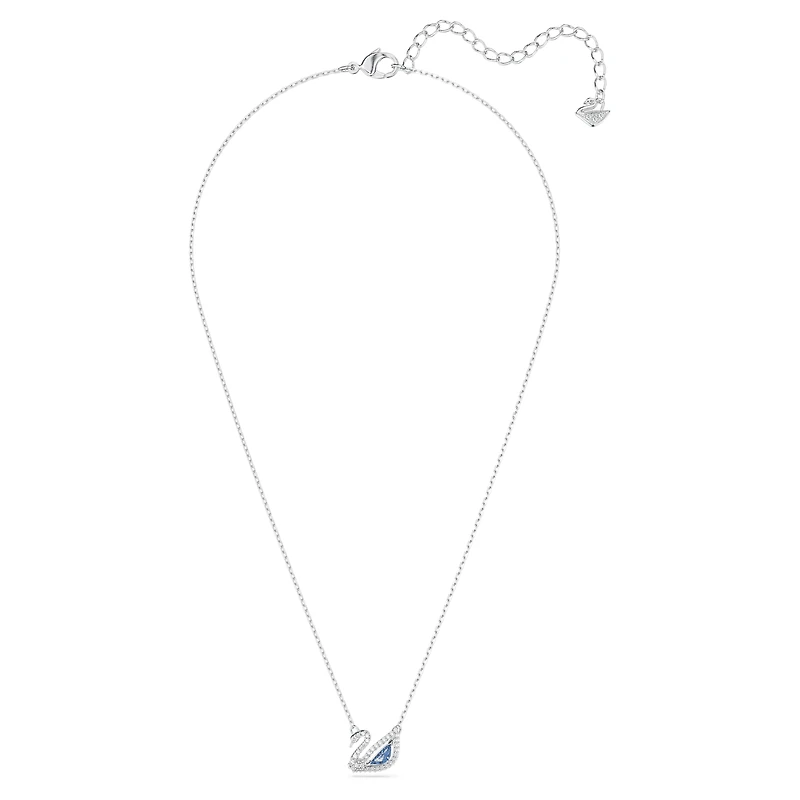 Dazzling Swan necklace, Swan, Blue, Rhodium plated by SWAROVSKI