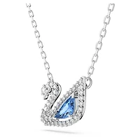 Dazzling Swan necklace, Swan, Blue, Rhodium plated by SWAROVSKI