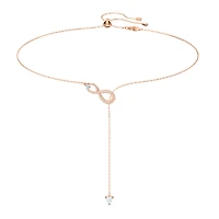 Hyperbola Y necklace, Infinity, White, Rose gold-tone plated by SWAROVSKI