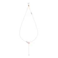 Hyperbola Y necklace, Infinity, White, 18K rose gold finish