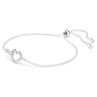 Hyperbola bracelet, Infinity and heart, White, Rhodium plated by SWAROVSKI