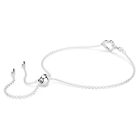 Hyperbola bracelet, Infinity and heart, White, Rhodium plated by SWAROVSKI
