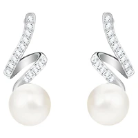 Gabriella drop earrings, White, Rhodium plated by SWAROVSKI