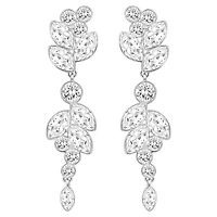 Diapason drop earrings, Mixed cuts, White, Rhodium plated by SWAROVSKI