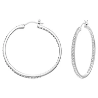 Sommerset hoop earrings, White, Rhodium plated by SWAROVSKI