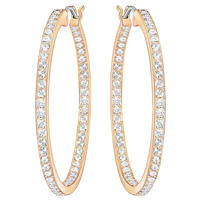 Sommerset hoop earrings, White, Rose gold-tone plated by SWAROVSKI
