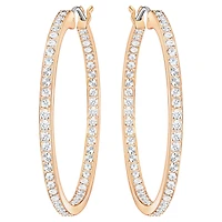 Sommerset hoop earrings, White, Rose gold-tone plated by SWAROVSKI