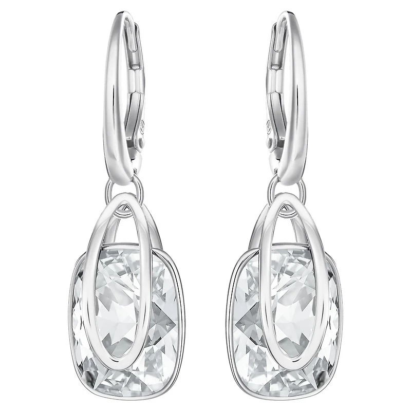 Holding drop earrings, White, Rhodium plated by SWAROVSKI