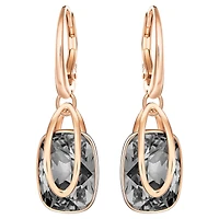 Holding drop earrings, Grey, Rose gold-tone plated by SWAROVSKI