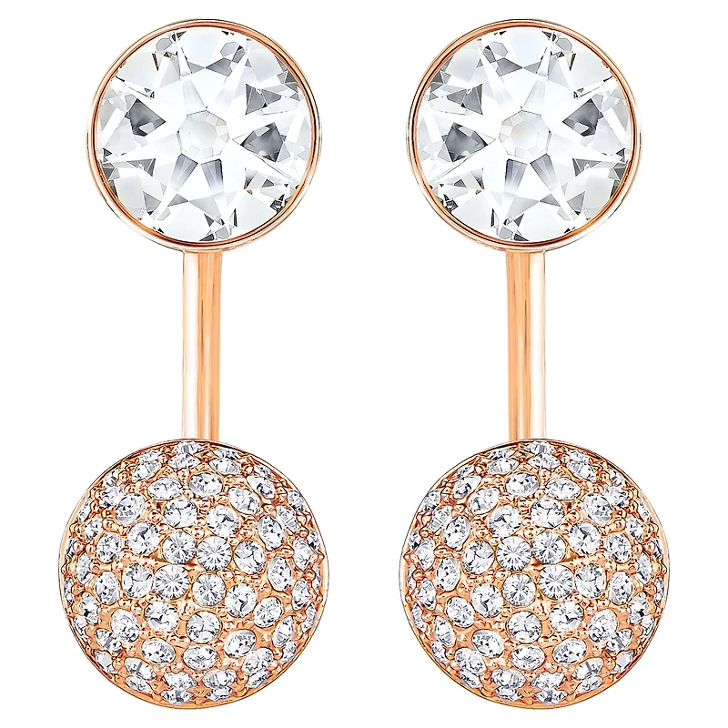 Forward earring jackets, Round cut, White, Rose gold-tone plated by SWAROVSKI
