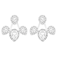 Latisha earring jackets, Pear cut, White, Rhodium plated by SWAROVSKI