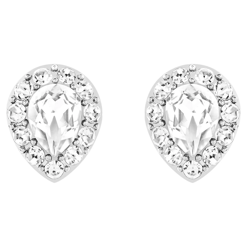 Latisha earring jackets, Pear cut, White, Rhodium plated by SWAROVSKI