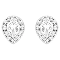 Latisha earring jackets, Pear cut, White, Rhodium plated by SWAROVSKI