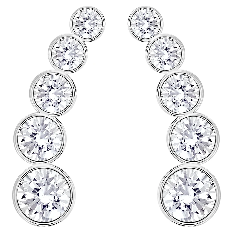 Harley ear cuffs, Round cut, White, Rhodium plated by SWAROVSKI