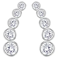 Harley ear cuffs, Round cut, White, Rhodium plated by SWAROVSKI