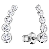Harley ear cuffs, Round cut, White, Rhodium plated by SWAROVSKI