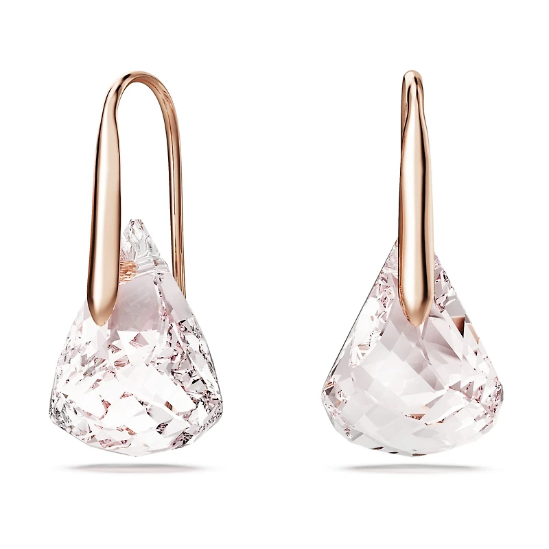 Lunar drop earrings, Pink, 18K rose gold finish