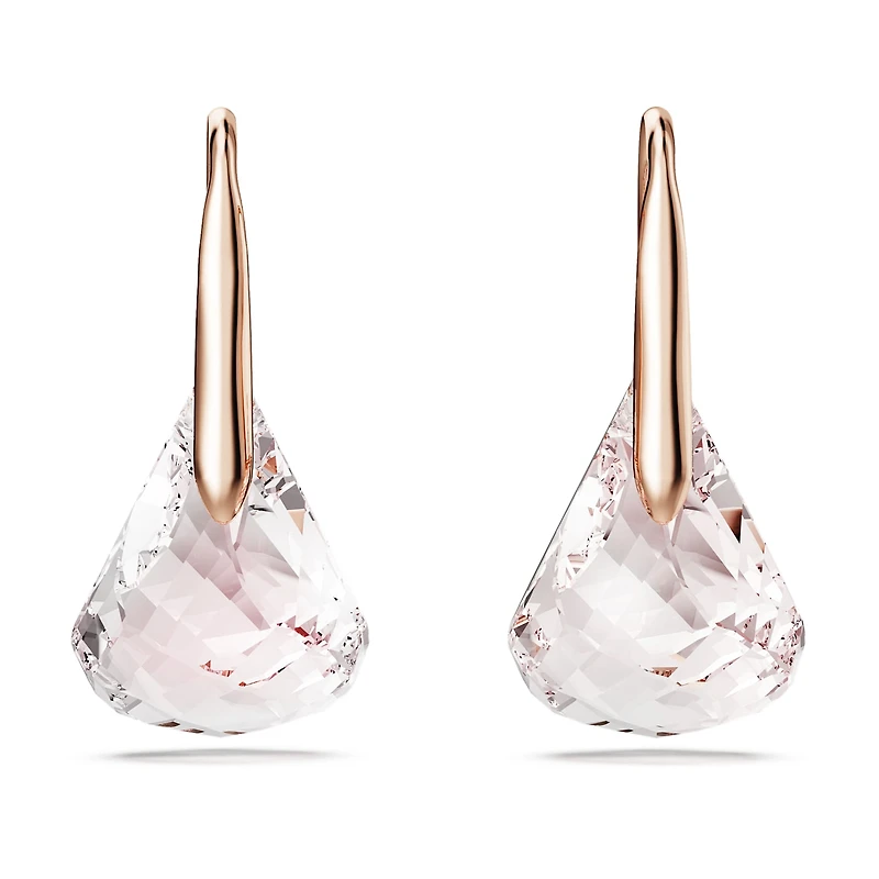 Lunar drop earrings, Pink, 18K rose gold finish
