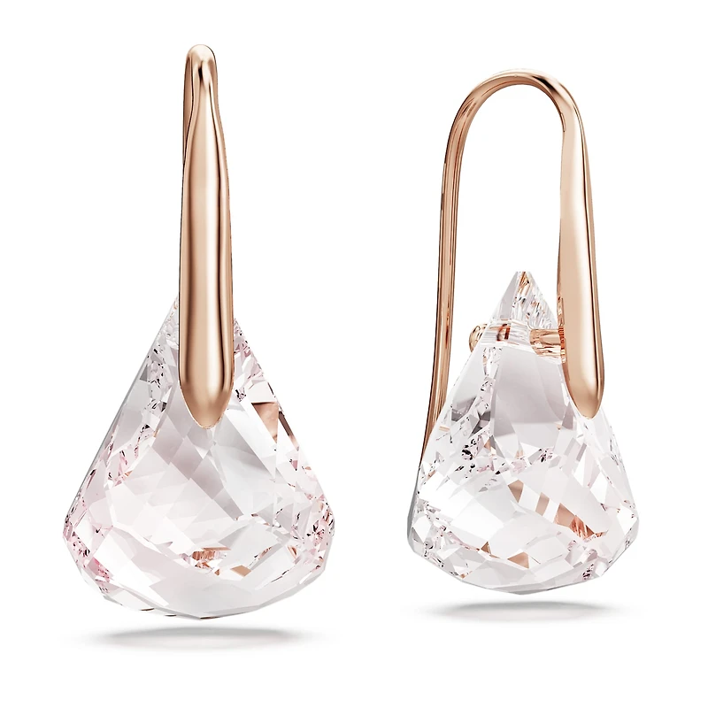 Lunar drop earrings, Pink, 18K rose gold finish