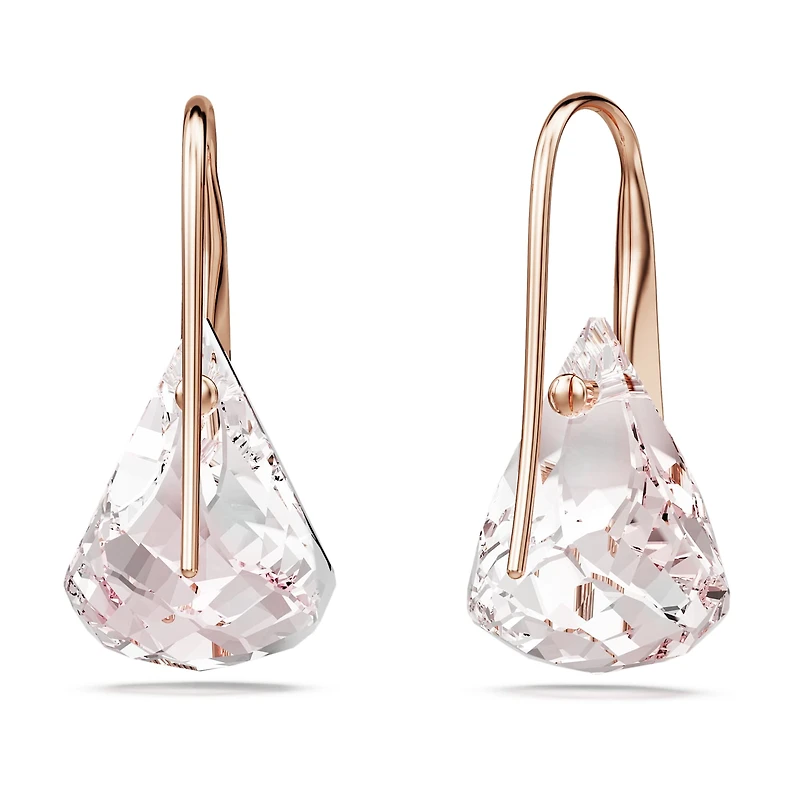Lunar drop earrings, Pink, 18K rose gold finish