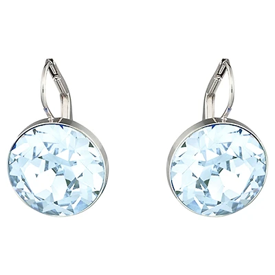 Bella drop earrings, Blue, Rhodium plated