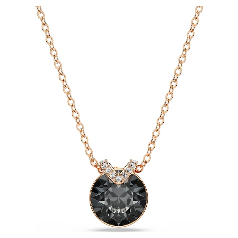 Bella V pendant, Round cut, Gray, 18K rose gold finish