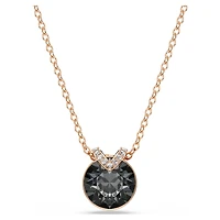 Bella V pendant, Round cut, Gray, 18K rose gold finish