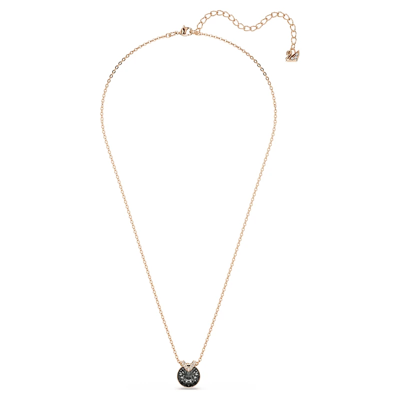 Bella V pendant, Round cut, Gray, 18K rose gold finish
