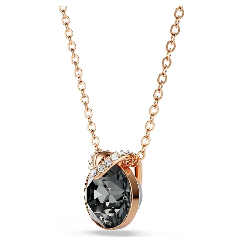 Bella V pendant, Round cut, Gray, 18K rose gold finish