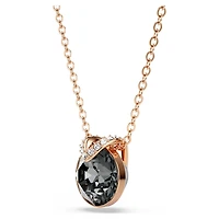Bella V pendant, Round cut, Gray, 18K rose gold finish
