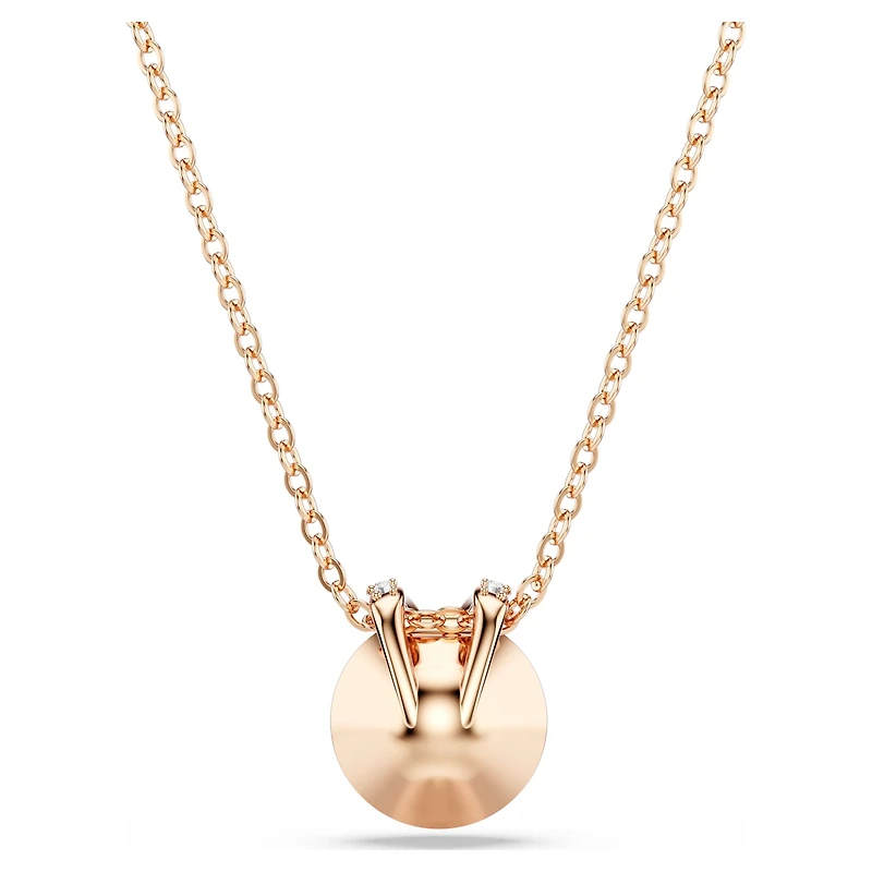 Bella V pendant, Round cut, Gray, 18K rose gold finish