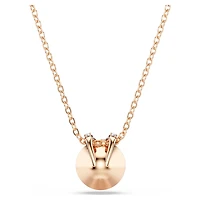 Bella V pendant, Round cut, Gray, 18K rose gold finish