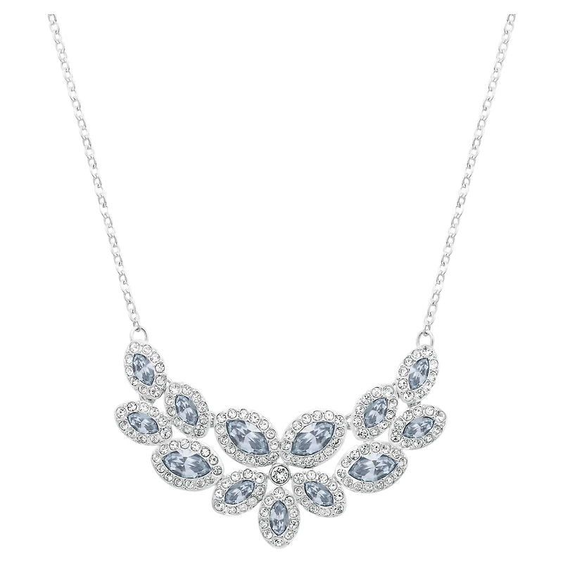 Baron necklace, Leaf, Grey, Rhodium plated by SWAROVSKI