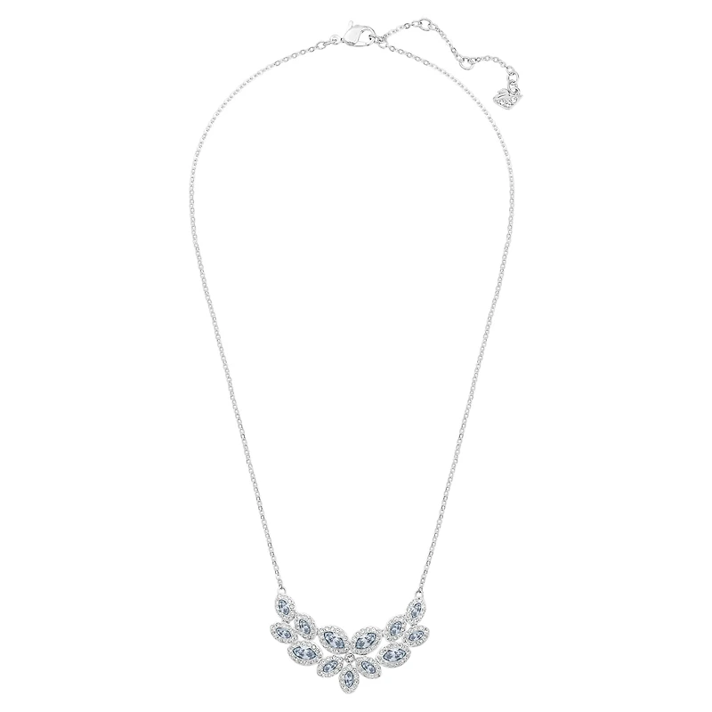 Baron necklace, Leaf, Grey, Rhodium plated by SWAROVSKI