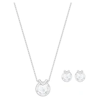Bella V set, Round cut, White, Rhodium plated by SWAROVSKI