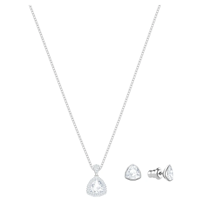 Begin set, Trilliant cut, White, Rhodium plated by SWAROVSKI